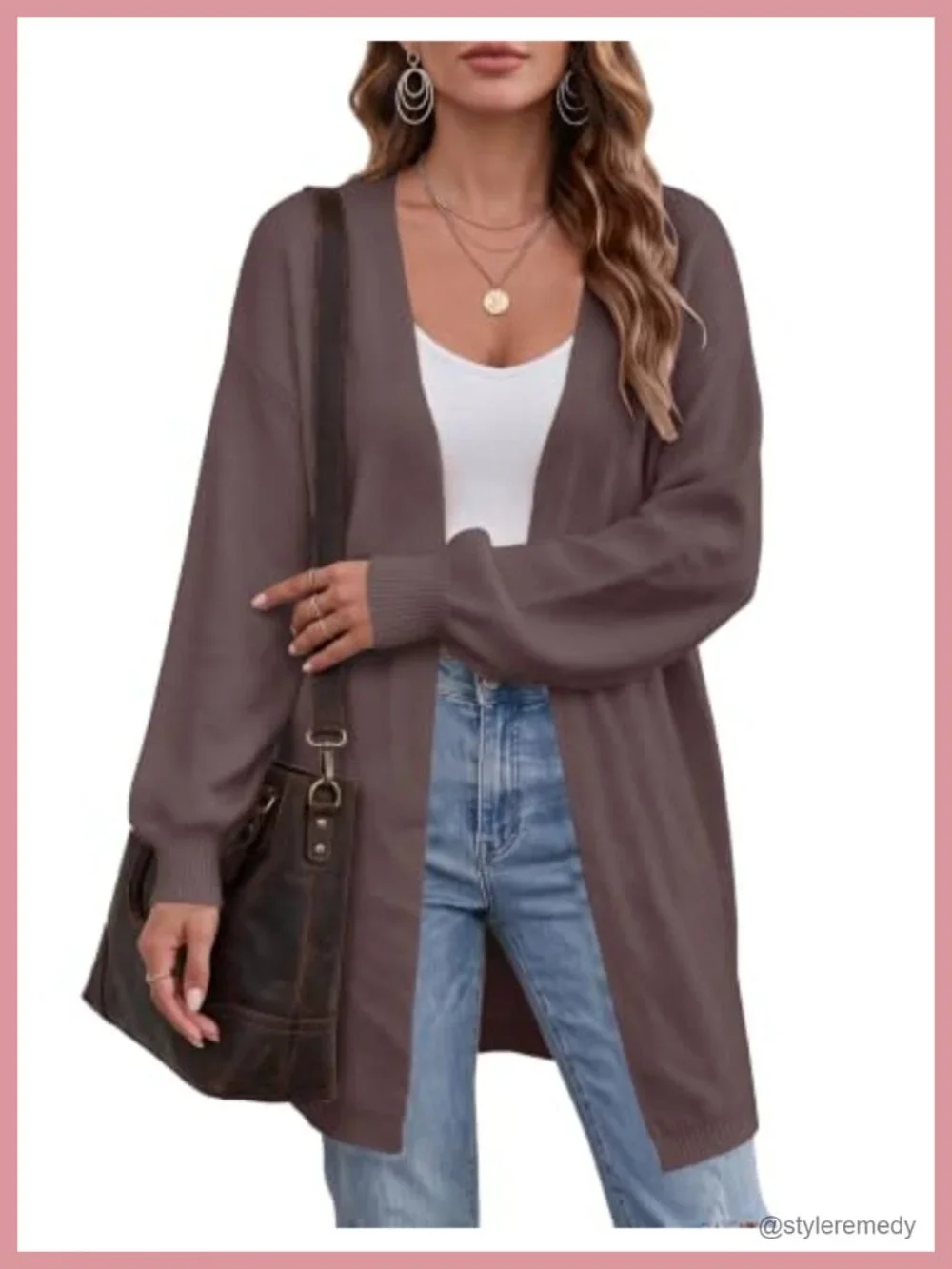 Women's Oversized Chunky Knit Long Cardigan Open Front Drop Shoulder 100%